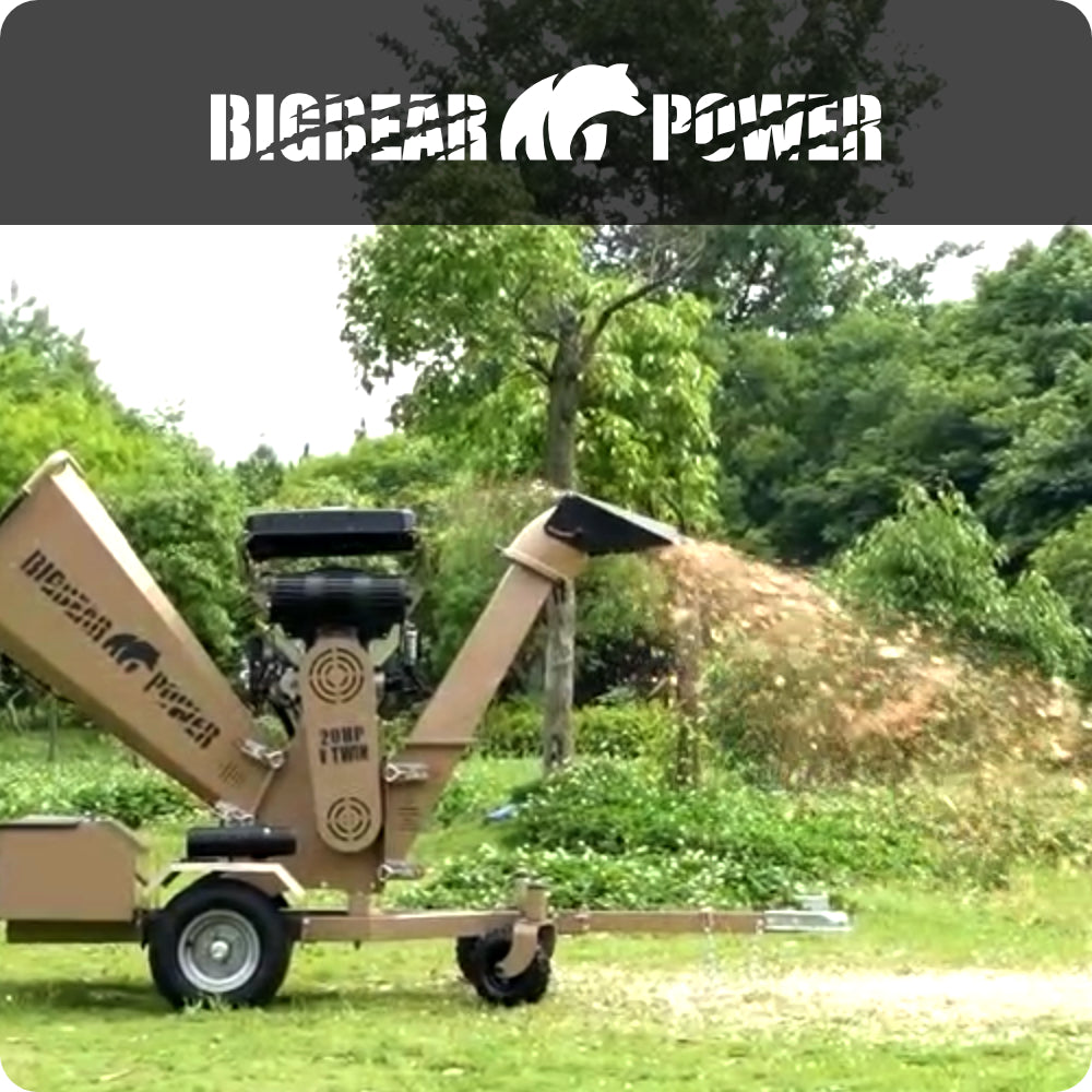 BigBear Power BBC62 Tornadic Wood Chipper 6" 20 HP V-Twin Engine Gas Powered Commercial Self Feeding Electric Start Open Box
