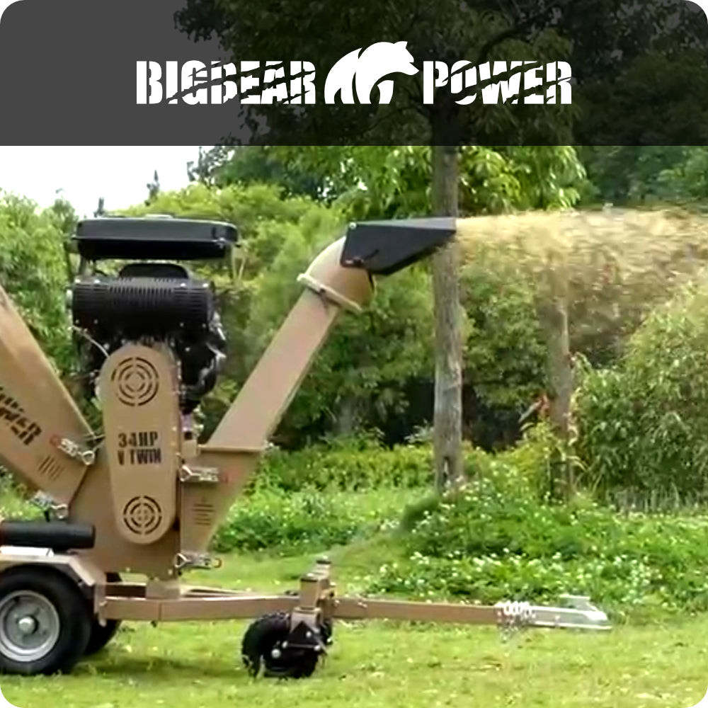 BigBear Power BBC72 Tornadic Wood Chipper 7" 34 HP V-Twin Engine Gas Powered Commercial Self Feeding Electric Start New