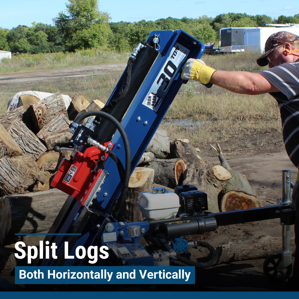 Iron and Oak Log Splitter 30 Ton Vertical/Horizontal Honda GX270 Engine Torsion Axle BHVH3018GXT New