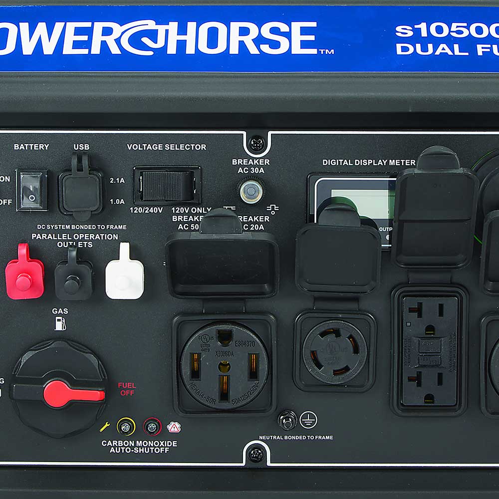 Powerhorse Inverter Generator 8300W/10500W Dual Fuel Gas Propane 50A Low THD Remote Start CO Shutdown New