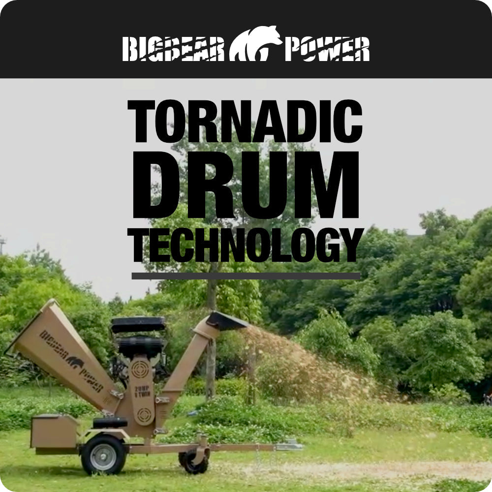 BigBear Power BBC62 Tornadic Wood Chipper 6" 20 HP V-Twin Engine Gas Powered Commercial Self Feeding Electric Start Open Box