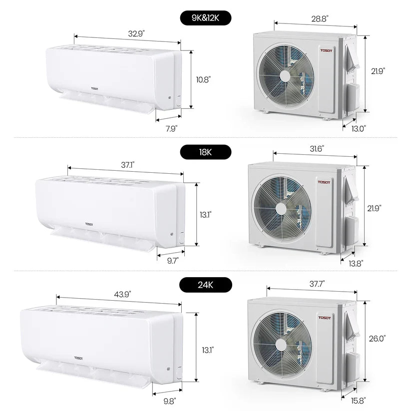 Tosot Mini-Split Air Conditioner with Heat Pump WiFi 24,000 BTU Cosmo Series 230V New