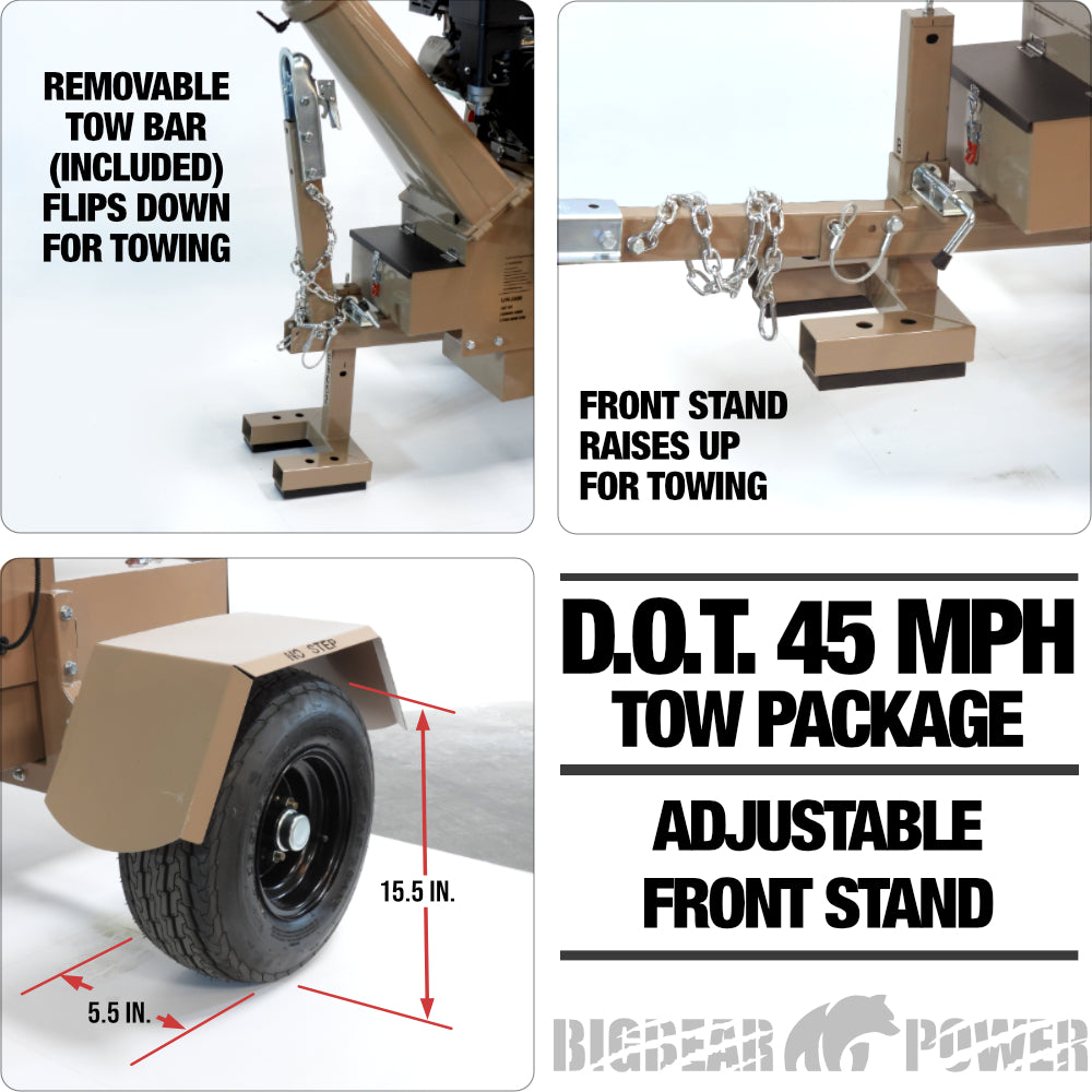 BigBear Power BBC52 Tornadic Wood Chipper 5" 15 HP Gas Powered Commercial Self Feeding Electric Start Scratch and Dent