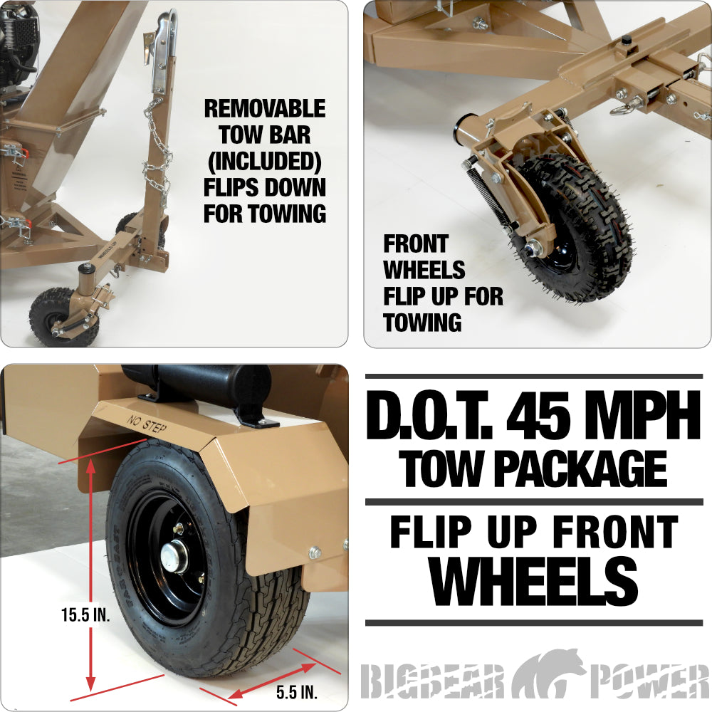BigBear Power BBC62 Tornadic Wood Chipper 6" 20 HP V-Twin Engine Gas Powered Commercial Self Feeding Electric Start Open Box
