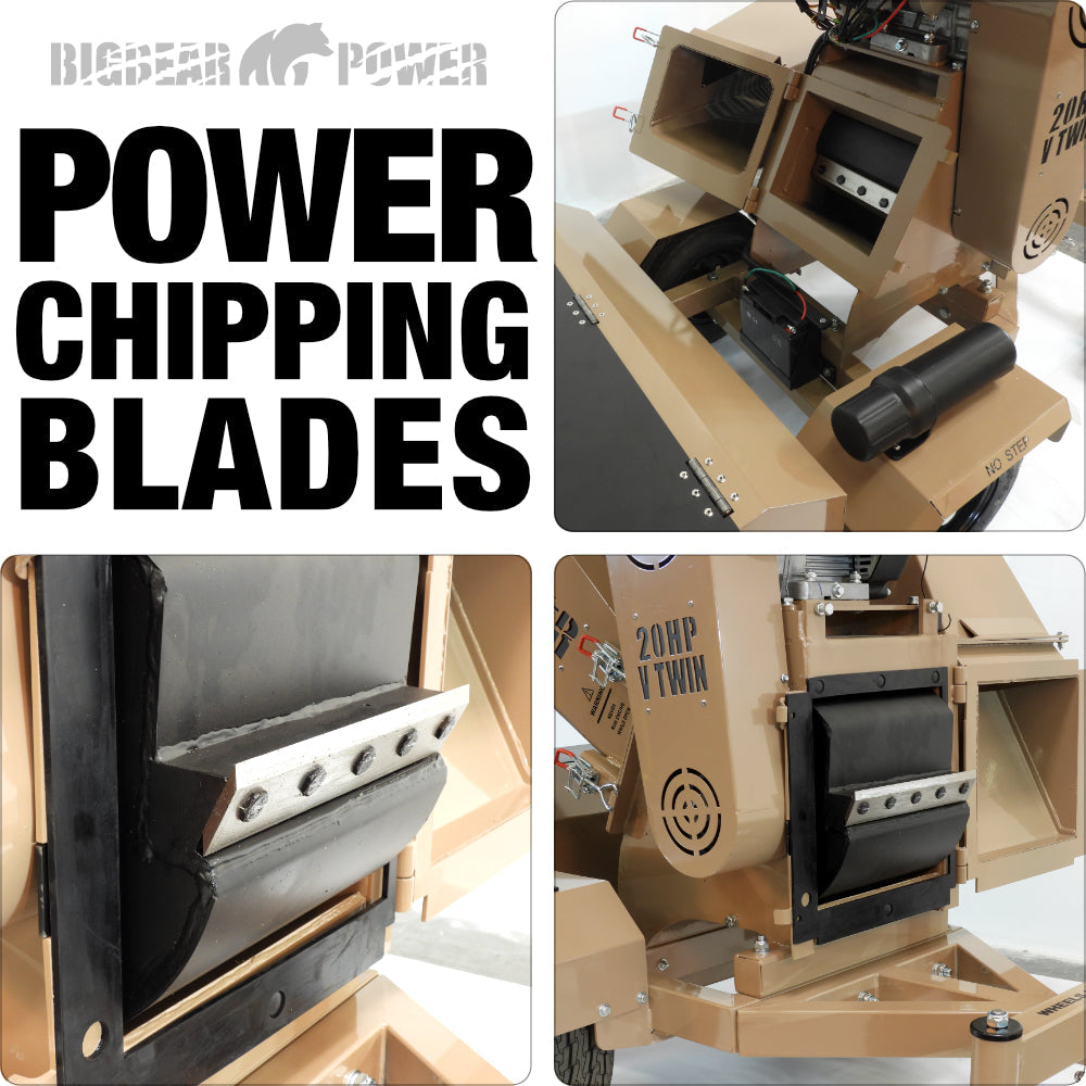 BigBear Power BBC62 Tornadic Wood Chipper 6" 20 HP V-Twin Engine Gas Powered Commercial Self Feeding Electric Start Open Box