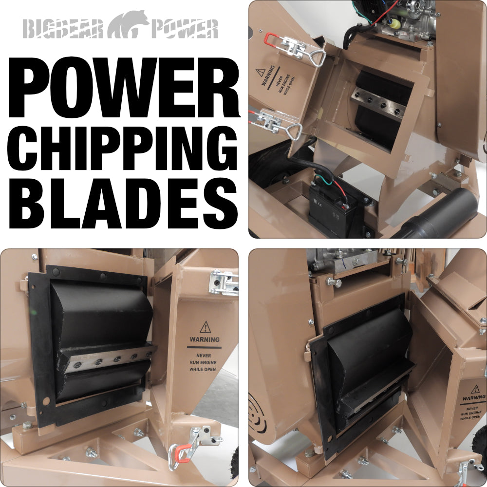 BigBear Power BBC72 Tornadic Wood Chipper 7" 34 HP V-Twin Engine Gas Powered Commercial Self Feeding Electric Start New
