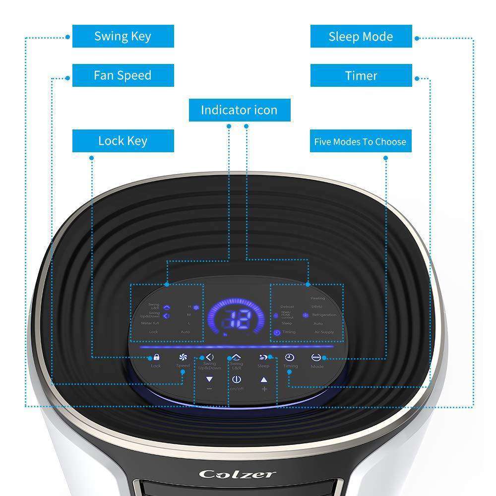 Colzer Colzer-002 14000 BTU Portable Air Conditioner Dehumidifier for Rooms up to 500 Sq .ft. with Remote Control and Washable Filter New