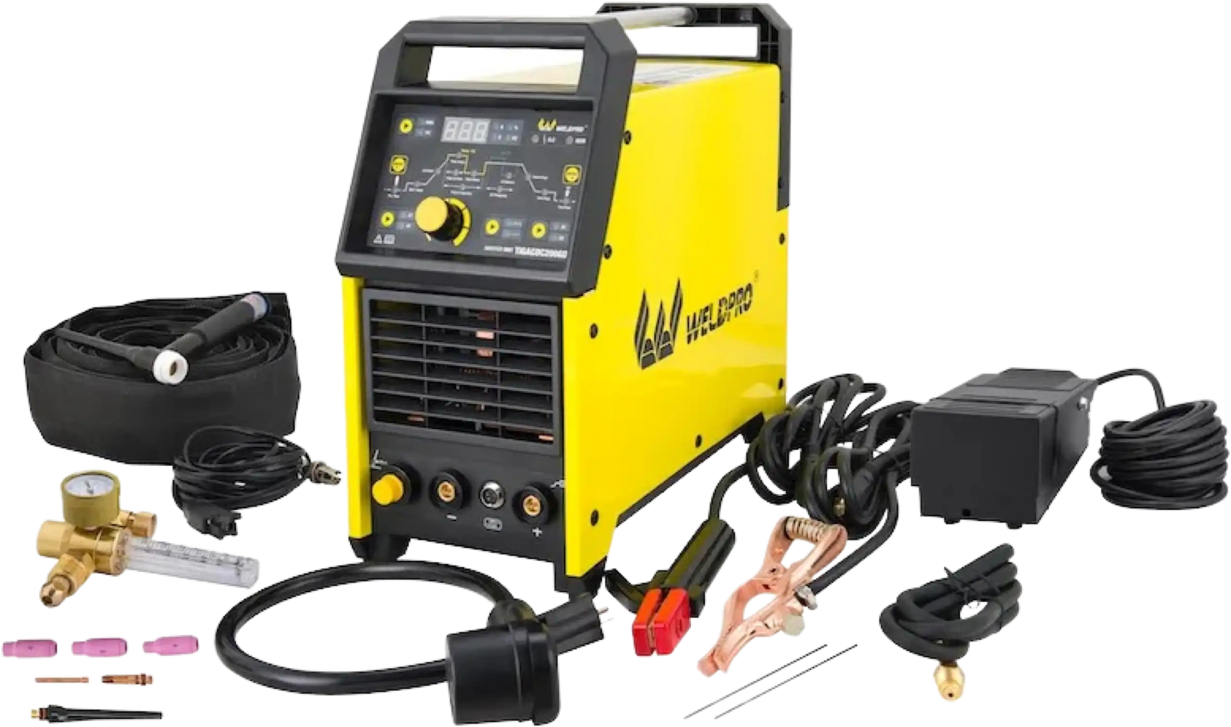 Weldpro TIGACDC200GD Digital AC/DC TIG Welder 200 Amp with Pulse CK17 Worldwide Superflex Torch with Trigger Switch Dual Voltage 220V/110V L12003 New