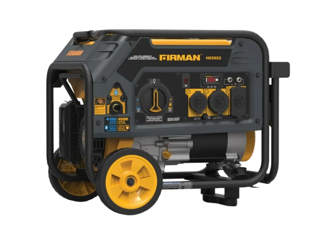 Firman H03652 Portable Generator 3650/4550 Watt 30 Amp 120V Dual Fuel Recoil Start New