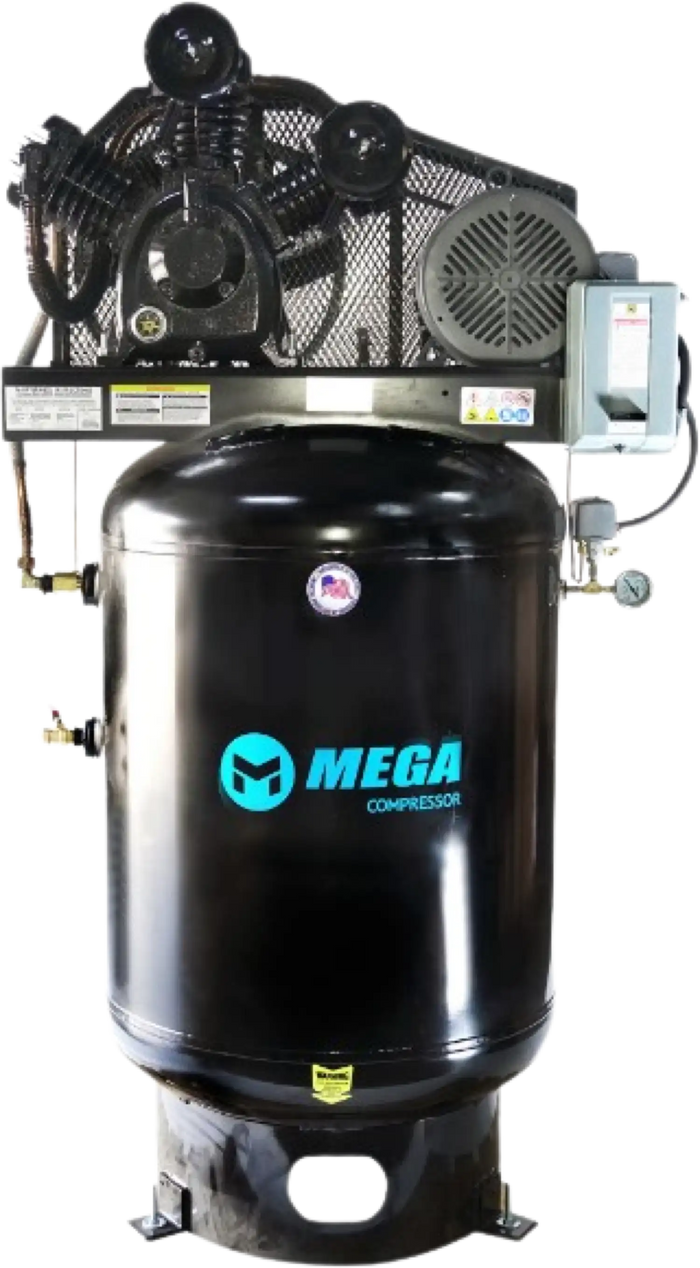 Mega Compressor MP-10120V3-U460 Air Compressor 10 HP 120 Gallon 460V 3 Phase Two Stage Electric Start New