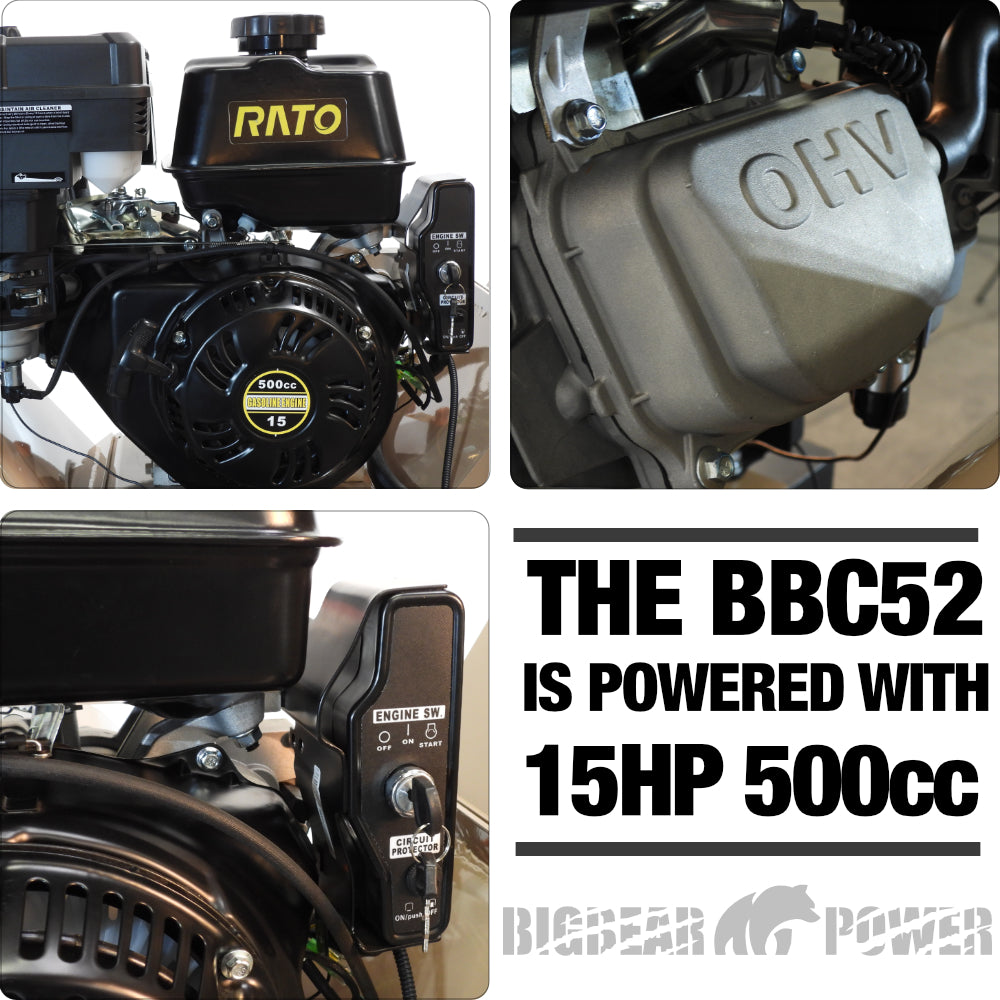 BigBear Power BBC52 Tornadic Wood Chipper 5" 15 HP Gas Powered Commercial Self Feeding Electric Start Scratch and Dent