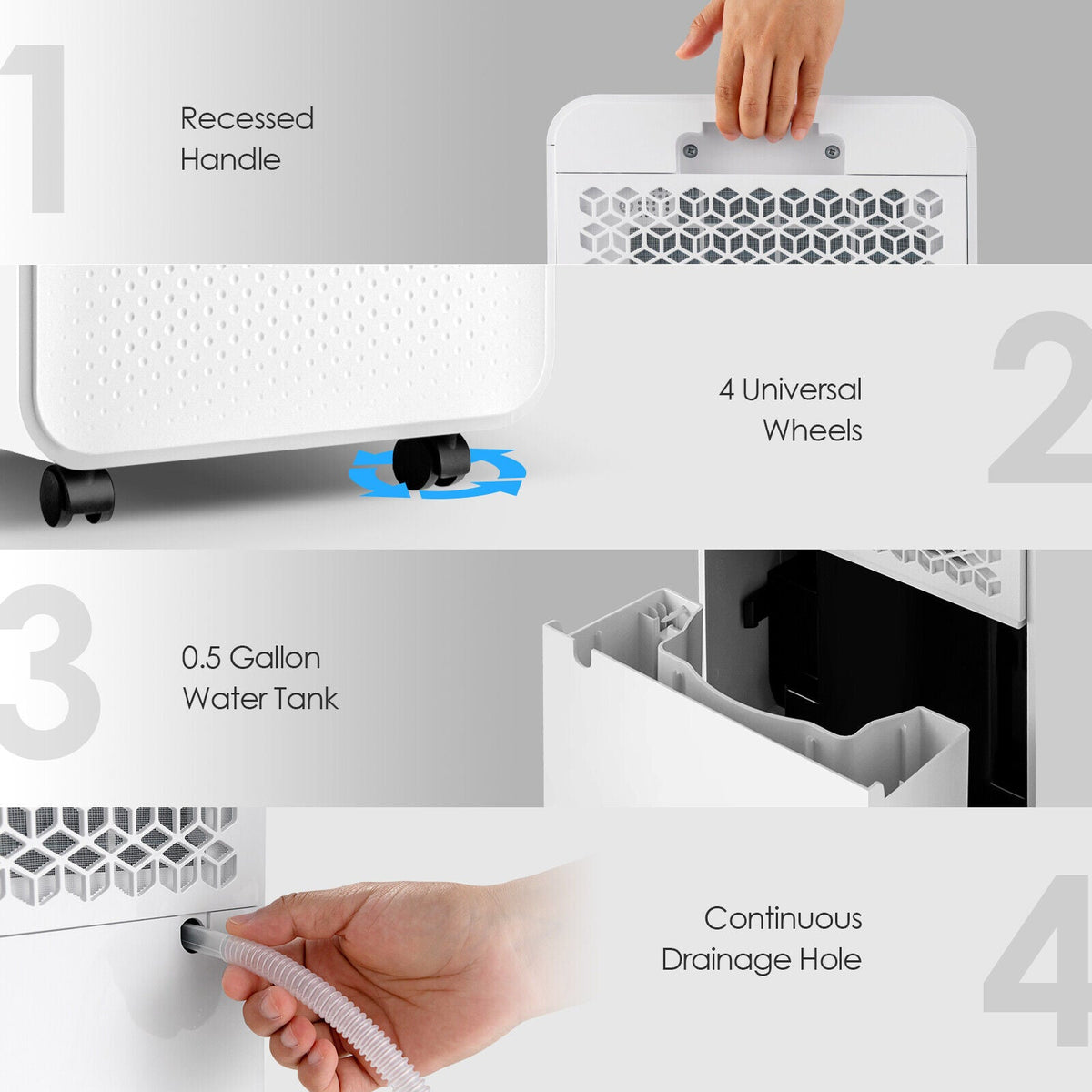 Costway 32 Pint 2000 Sq Ft Home Basement Dehumidifier 3-Color Digital Display 58364271 New