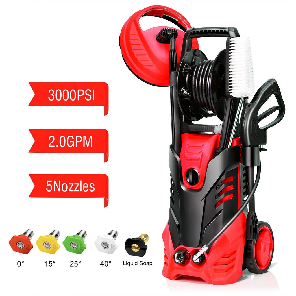 Costway 3000 PSI Electric High Pressure Washer w/ 5 Nozzles & Hose Reel 85169243 New