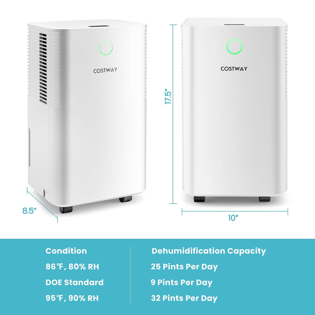 Costway 32-Pint 1750 Sq. Ft. Dehumidifier w/ Auto Defrost 24H Timer Drain Hose 20794168 New