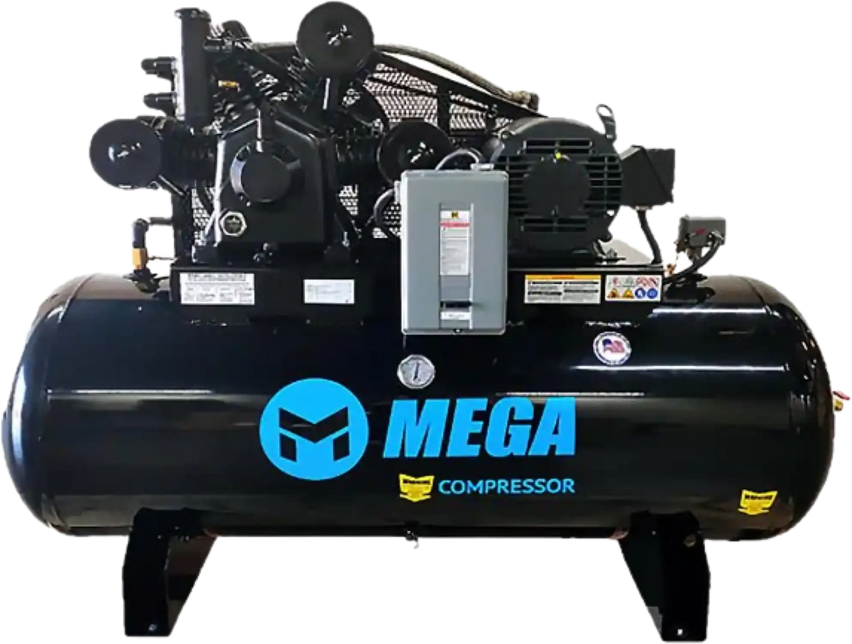 Mega Compressor MP-15120H3-U Air Compressor 120 Gallon 15 HP 175 PSI 208/230V 3 Phase Two Stage Electric Start New