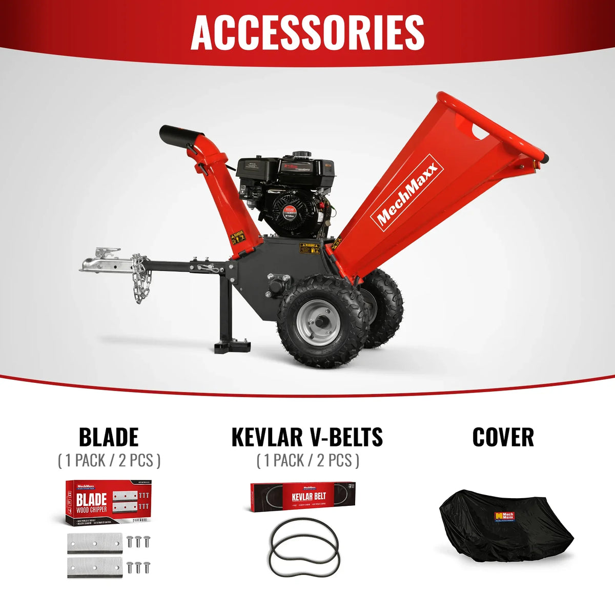 MechMaxx GS650 Wood Chipper 4" DUCAR 212cc 7HP Gas Engine Powered with Towbar New