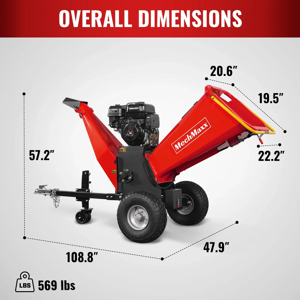 MechMaxx P4206 Wood Chipper 6" Electric Start ZONSEN 420cc 13.4HP Gasoline Engine Powered Drum New
