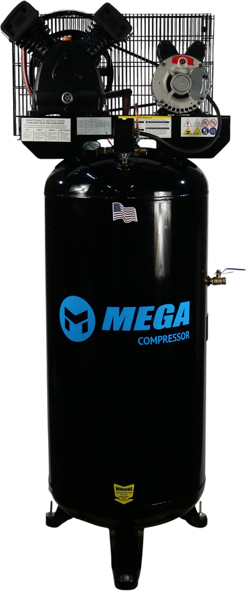 Mega Compressor Electric Air Compressor 60 Gal. Vertical 3 HP 150 PSI Single Stage MP-6060VU New