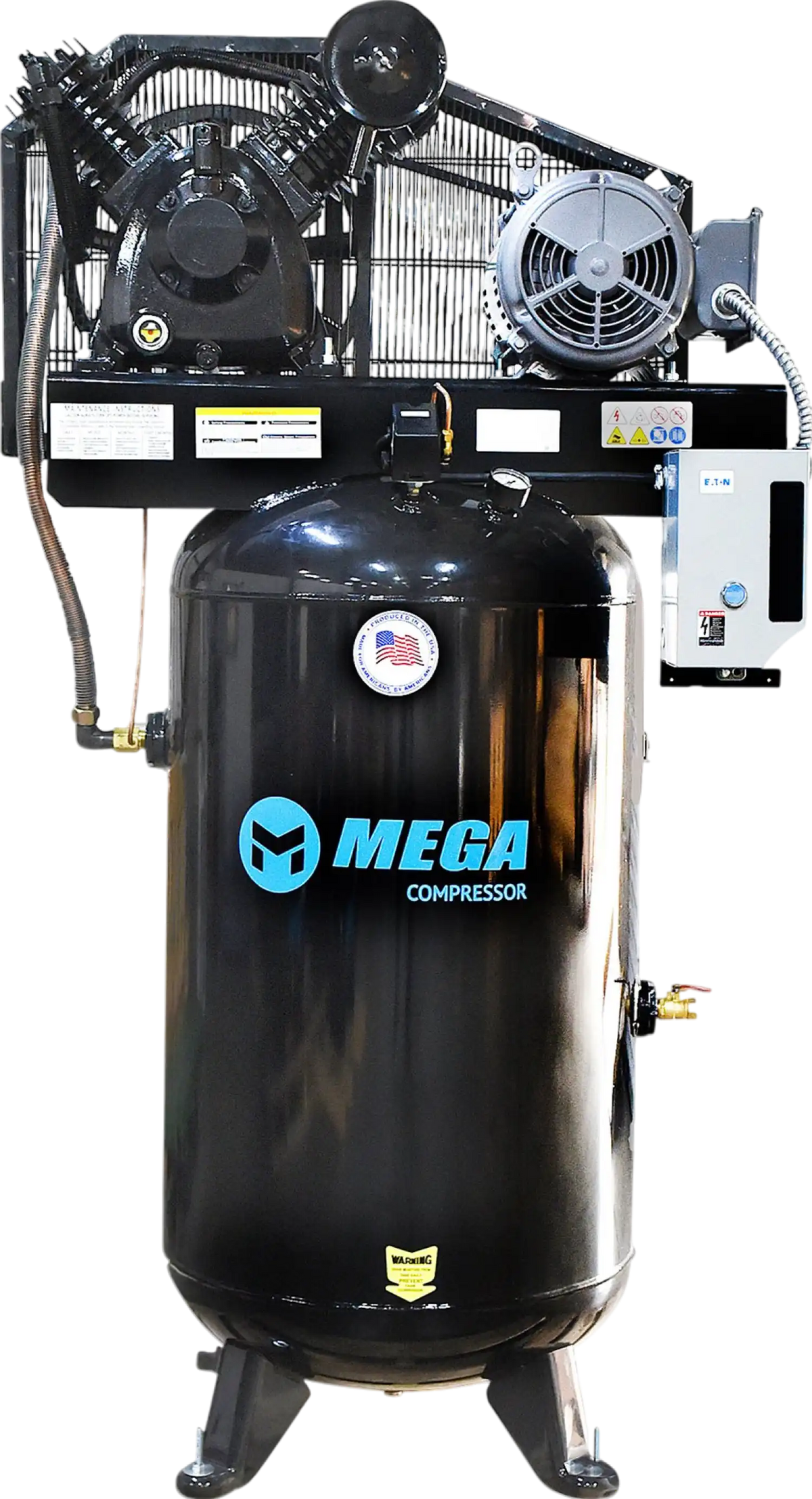 Mega Compressor Industrial Air Compressor Two-Stage 80 Gallon 7.5 HP 175 PSI 460V 3-Phase MP-7580VM3-460BA New