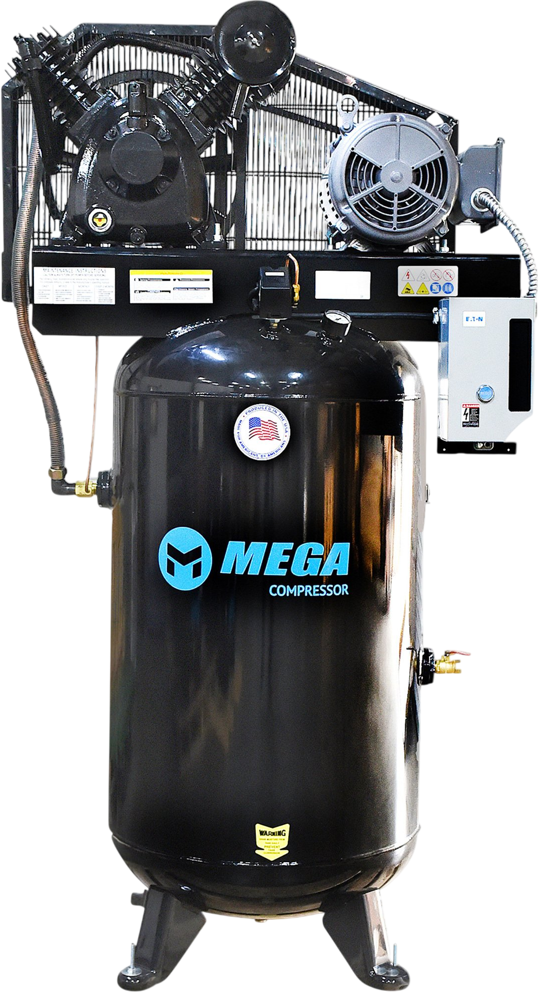 Mega Compressor Industrial Air Compressor 80 Gal. 7.5 HP 175 PSI with Mag Starter 3-Phase 460V New