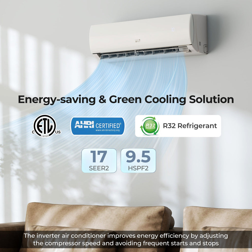 Costway EchoCool 11500 BTU 115V Mini Split Air Conditioner Heat Pump WiFi 132874569 New