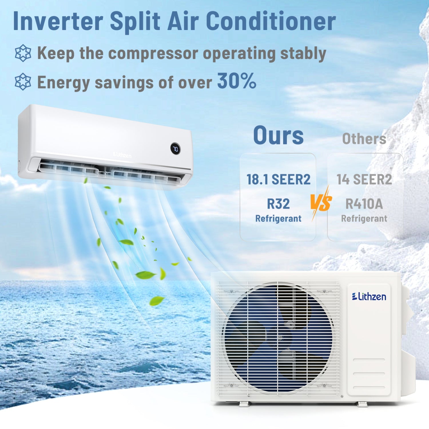 Costway 12000 BTU 18.1 SEER2 208/230V Mini Split Air Conditioner Alexa 57947285 New