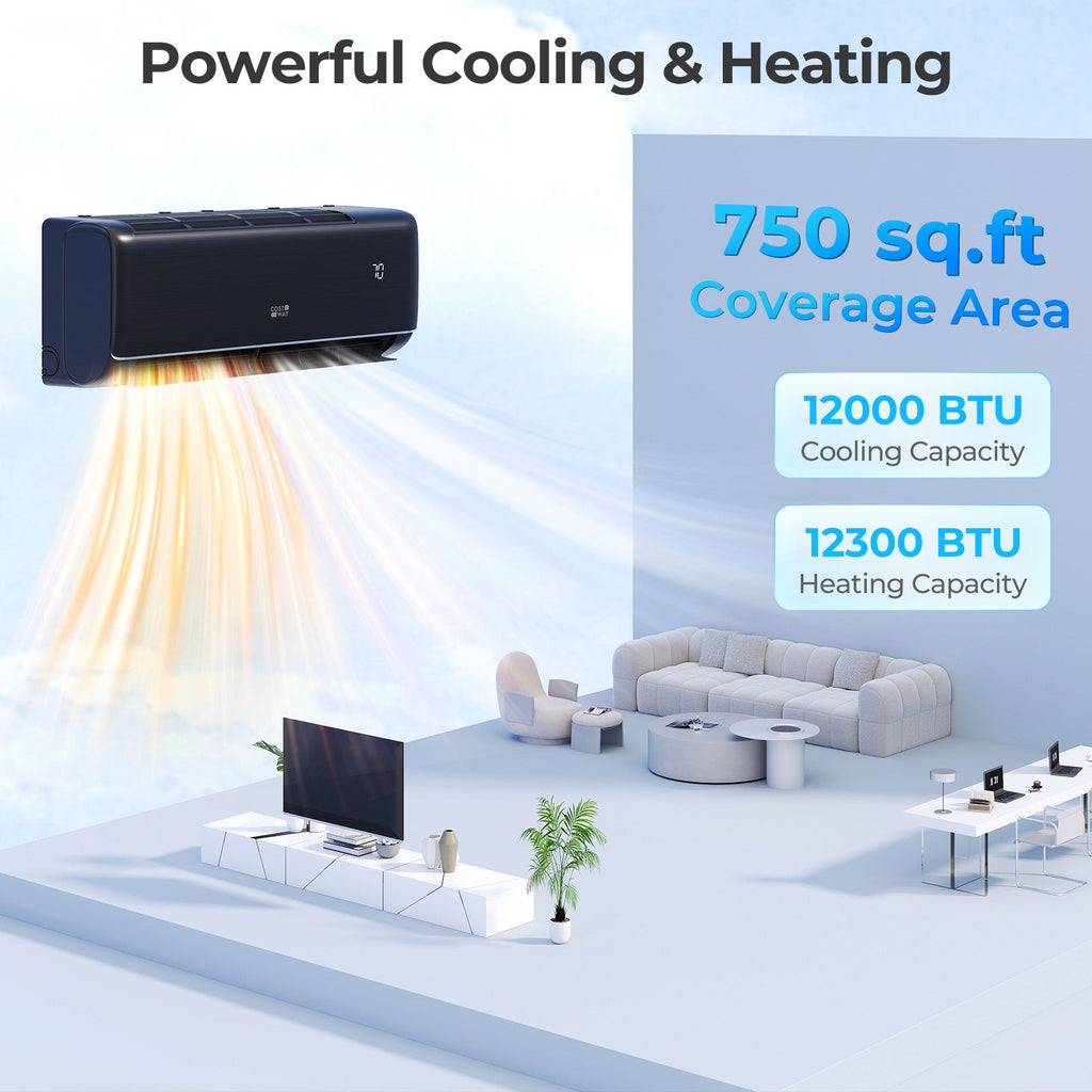Costway 12000 BTU 22 SEER2 115V WiFi Mini Split AC Alexa Gray 613845972 New