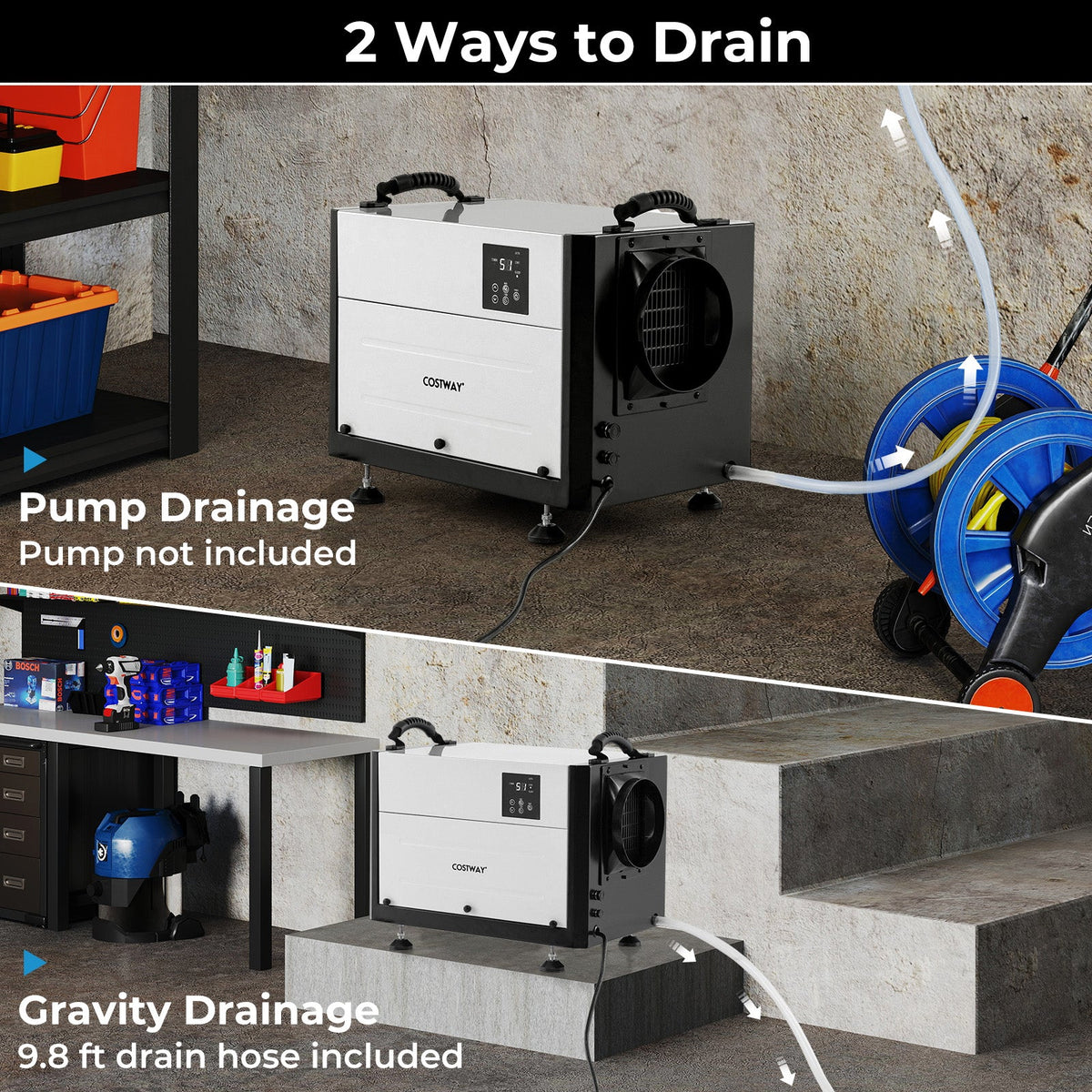 Costway 124 Pint Crawl Space Dehumidifier 3 Modes 24H Timer 637518492 New
