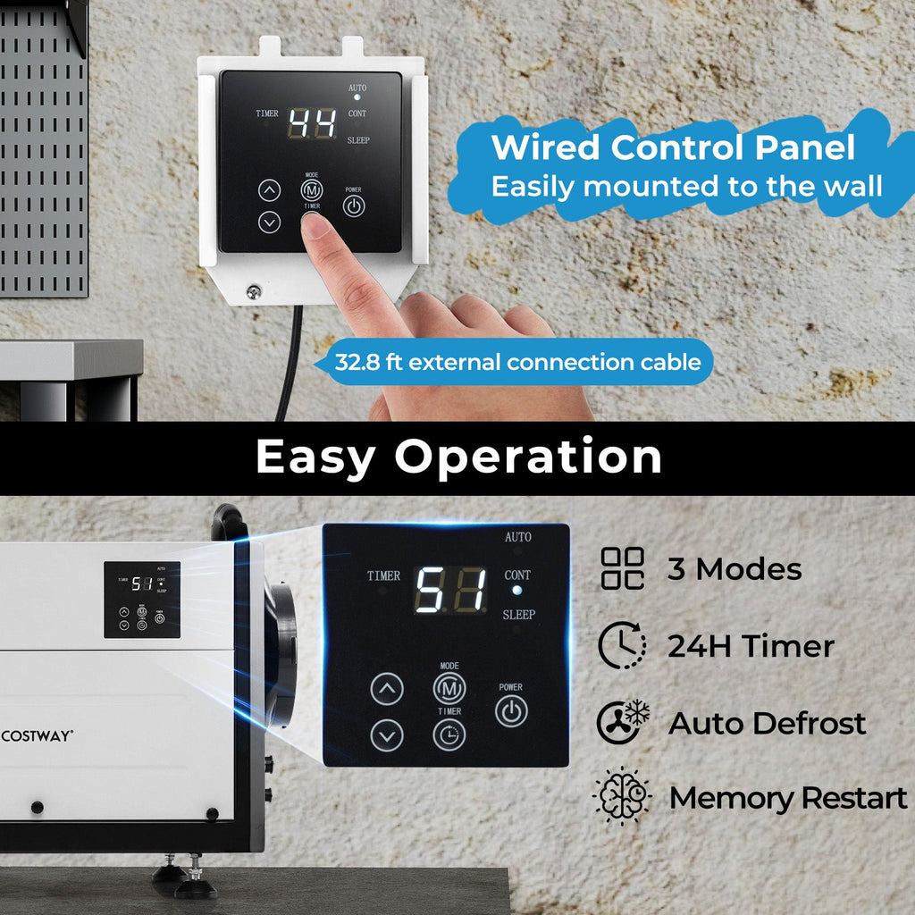 Costway 124 Pint Crawl Space Dehumidifier 3 Modes 24H Timer 637518492 New
