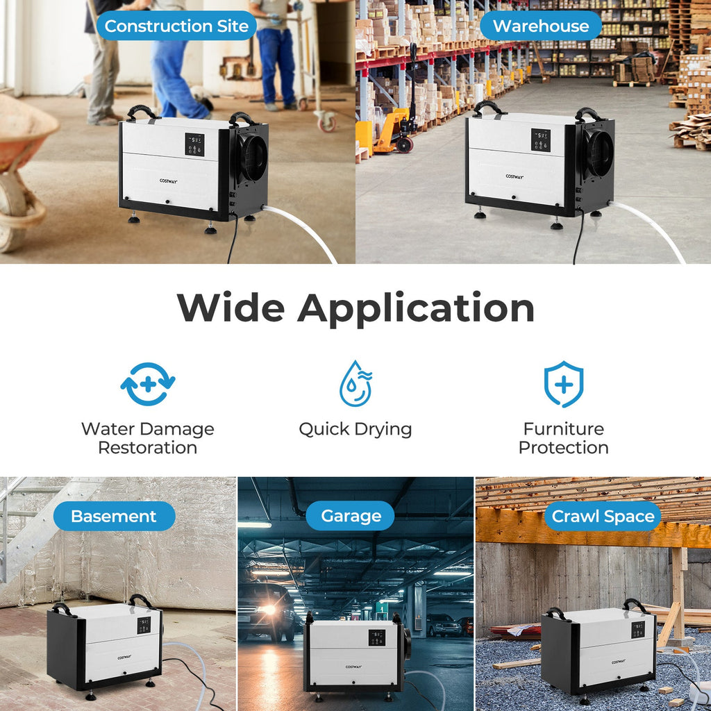 Costway 124 Pint Crawl Space Dehumidifier 3 Modes 24H Timer 637518492 New