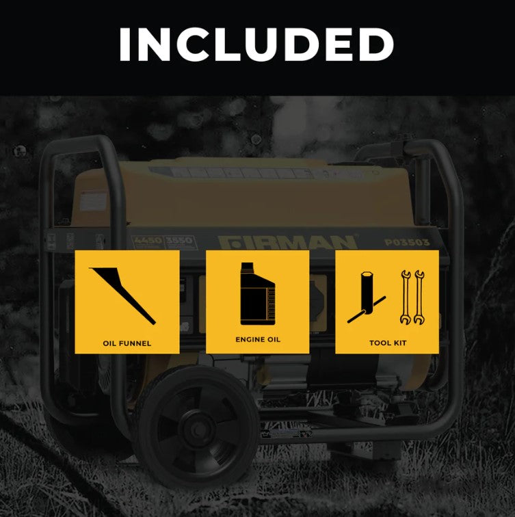 Firman P03503 Generator 3550W/4450W 30 Amp Recoil Start With CO Alert New
