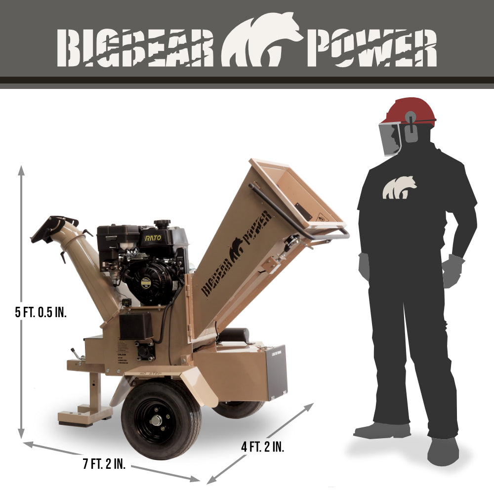 BigBear Power BBC52 Tornadic Wood Chipper 5" 15 HP Gas Powered Commercial Self Feeding Electric Start Scratch and Dent