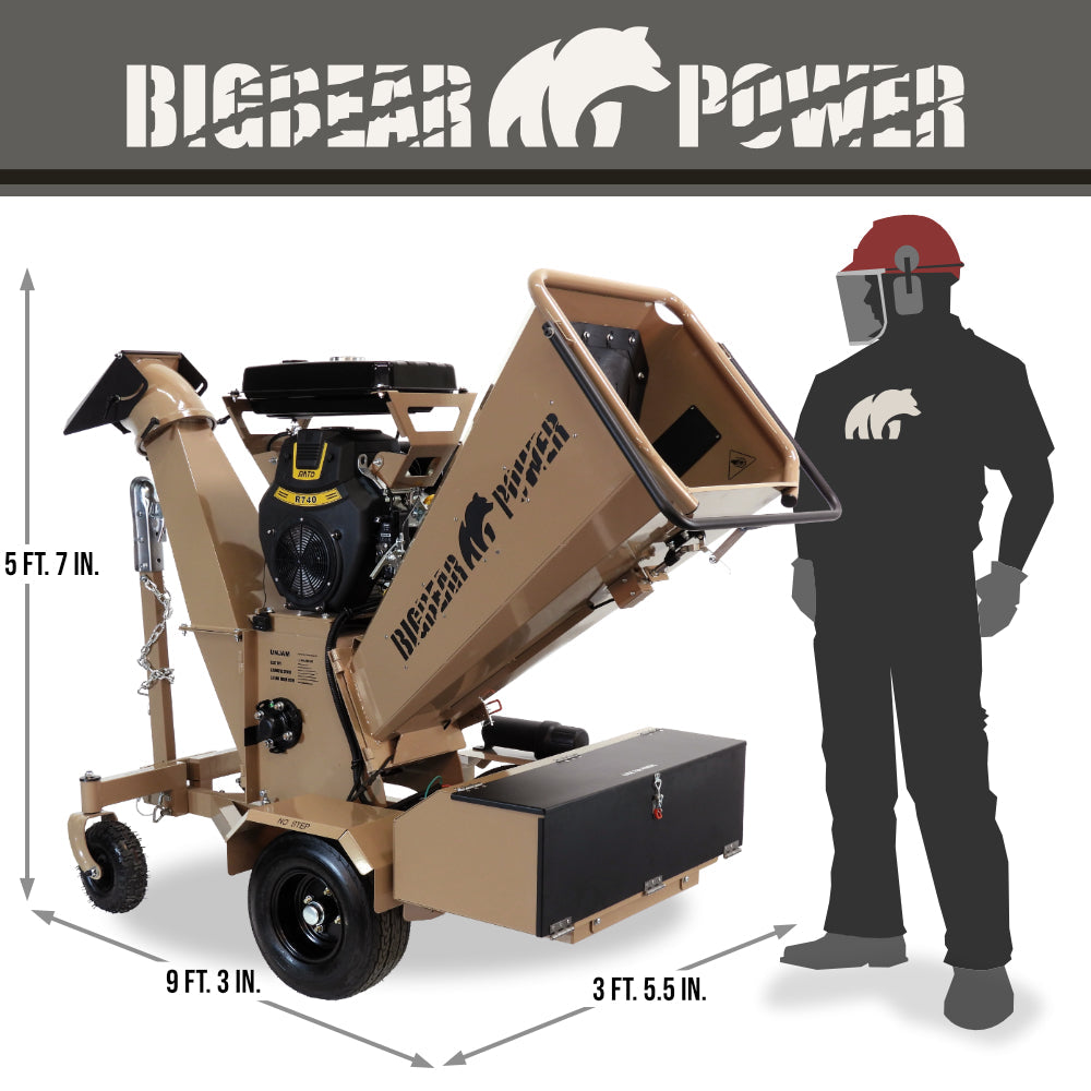 BigBear Power BBC62 Tornadic Wood Chipper 6" 20 HP V-Twin Engine Gas Powered Commercial Self Feeding Electric Start Open Box