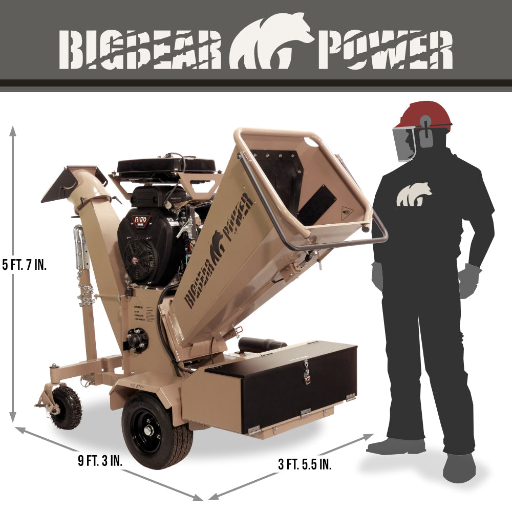 BigBear Power BBC72 Tornadic Wood Chipper 7" 34 HP V-Twin Engine Gas Powered Commercial Self Feeding Electric Start New