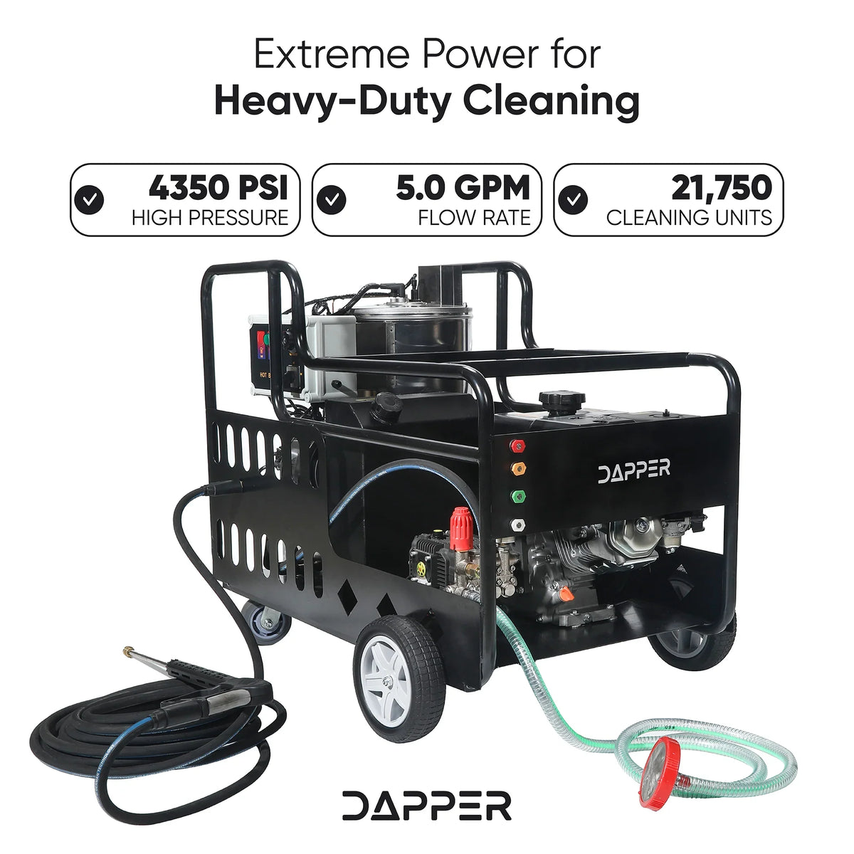 Dapper Supply Gas Pressure Washer Hot Water 4350 PSI 5 GPM 11.8 HP Electric Start New