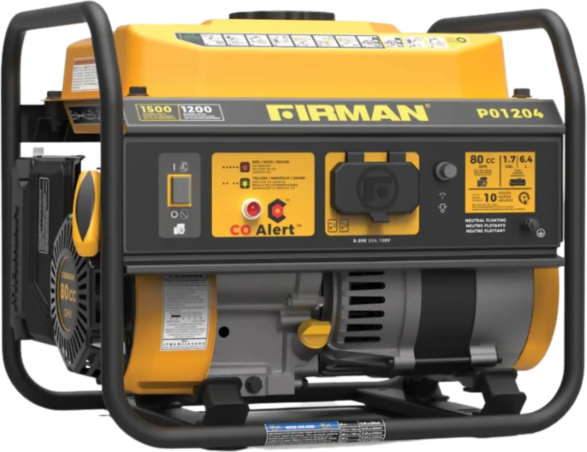 Firman P01204 Generator 1200W/1500W 20 Amp With CO Alert New