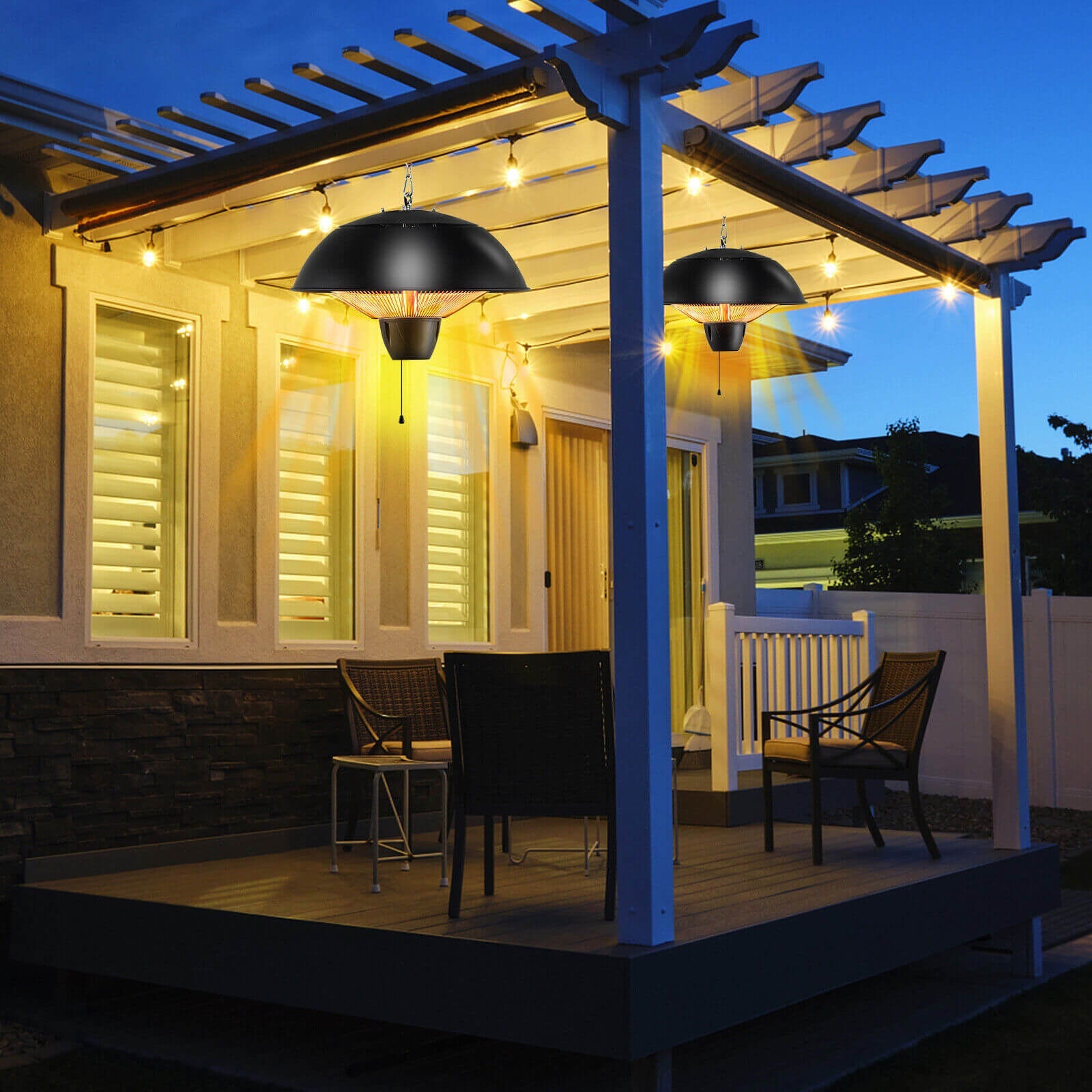 Costway 1500W Electric Hanging Patio Heater IPX4 Waterproof 51638927 New