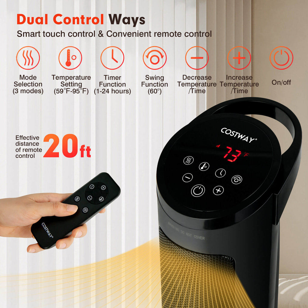 Costway 1500W PTC Ceramic Electric Space Heater w/ Remote Control 35269418 New