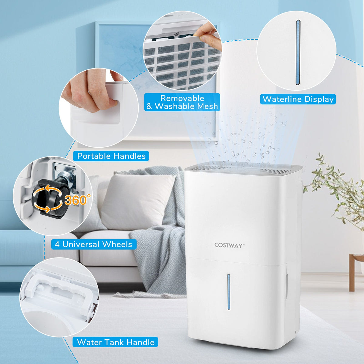Costway 150 Pint Dehumidifier w/ 24H Timer LED Display 958461327 New