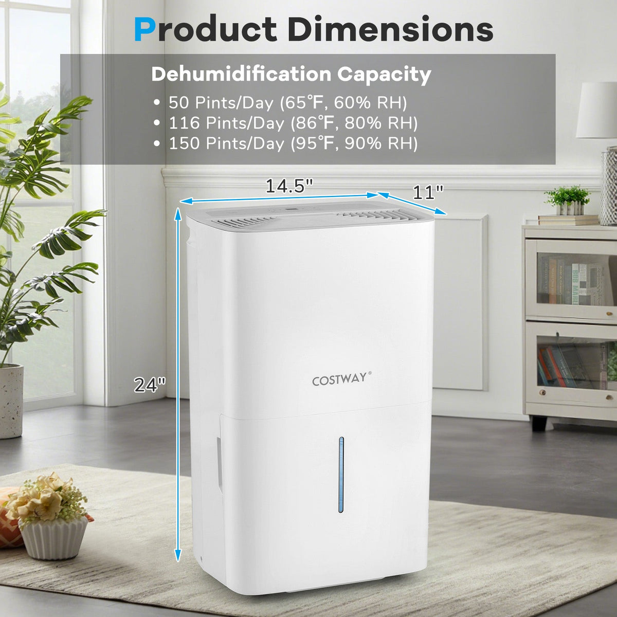 Costway 150 Pint Dehumidifier w/ 24H Timer LED Display 958461327 New