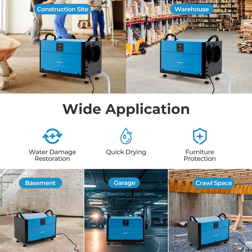 Costway 155 Pint Crawl Space Dehumidifier 3 Modes 24H Timer 594182763 New