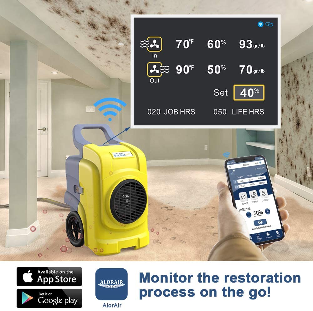 AlorAir Storm Elite WIFI Dehumidifier Water Damage Restoration (LGR Technology) 125 Pints Condensate Pump New