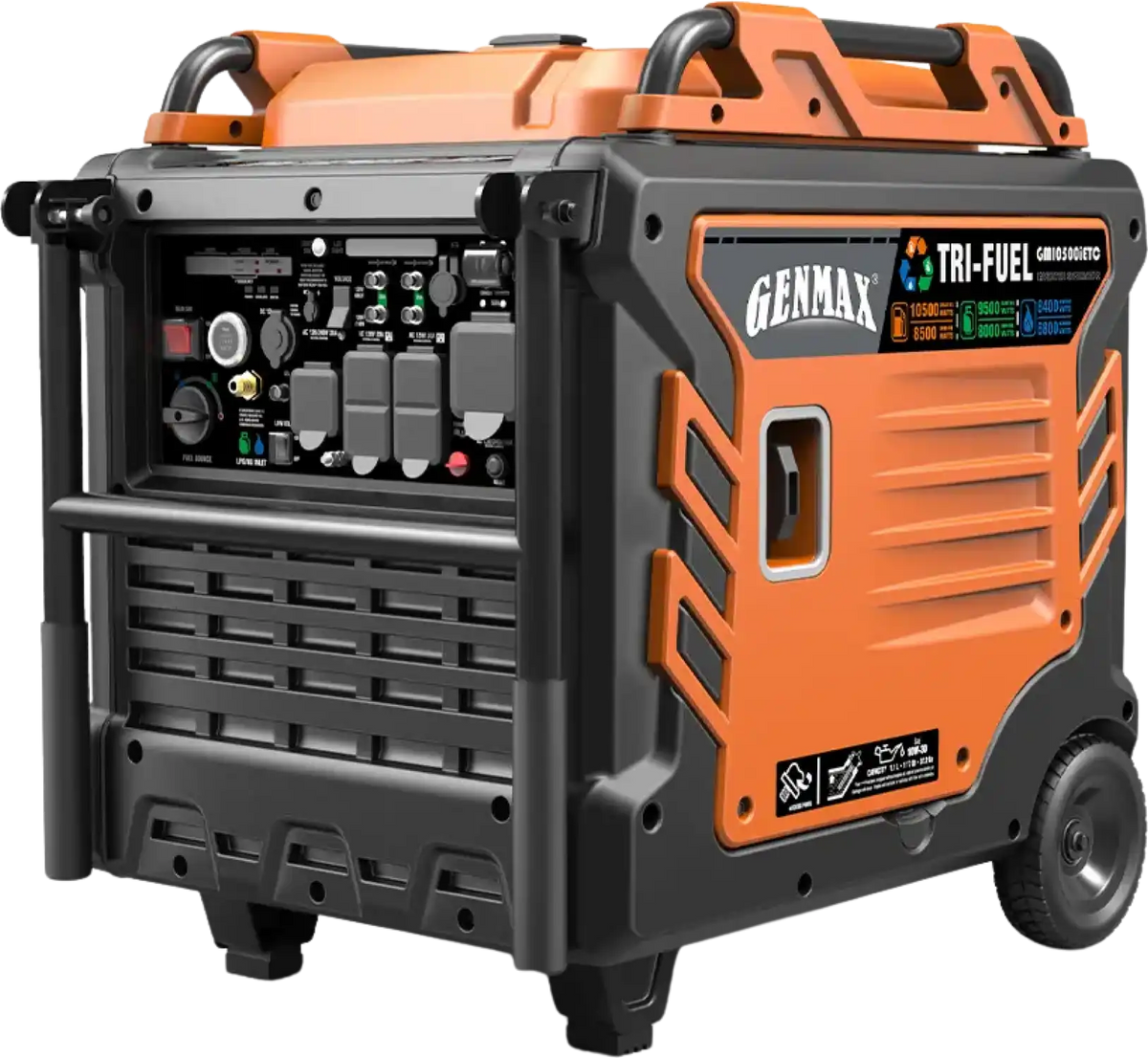 GENMAX GM10500iETC Tri-Fuel Inverter Generator 8500W/10500W 50 Amp Remote Start (Open Box)