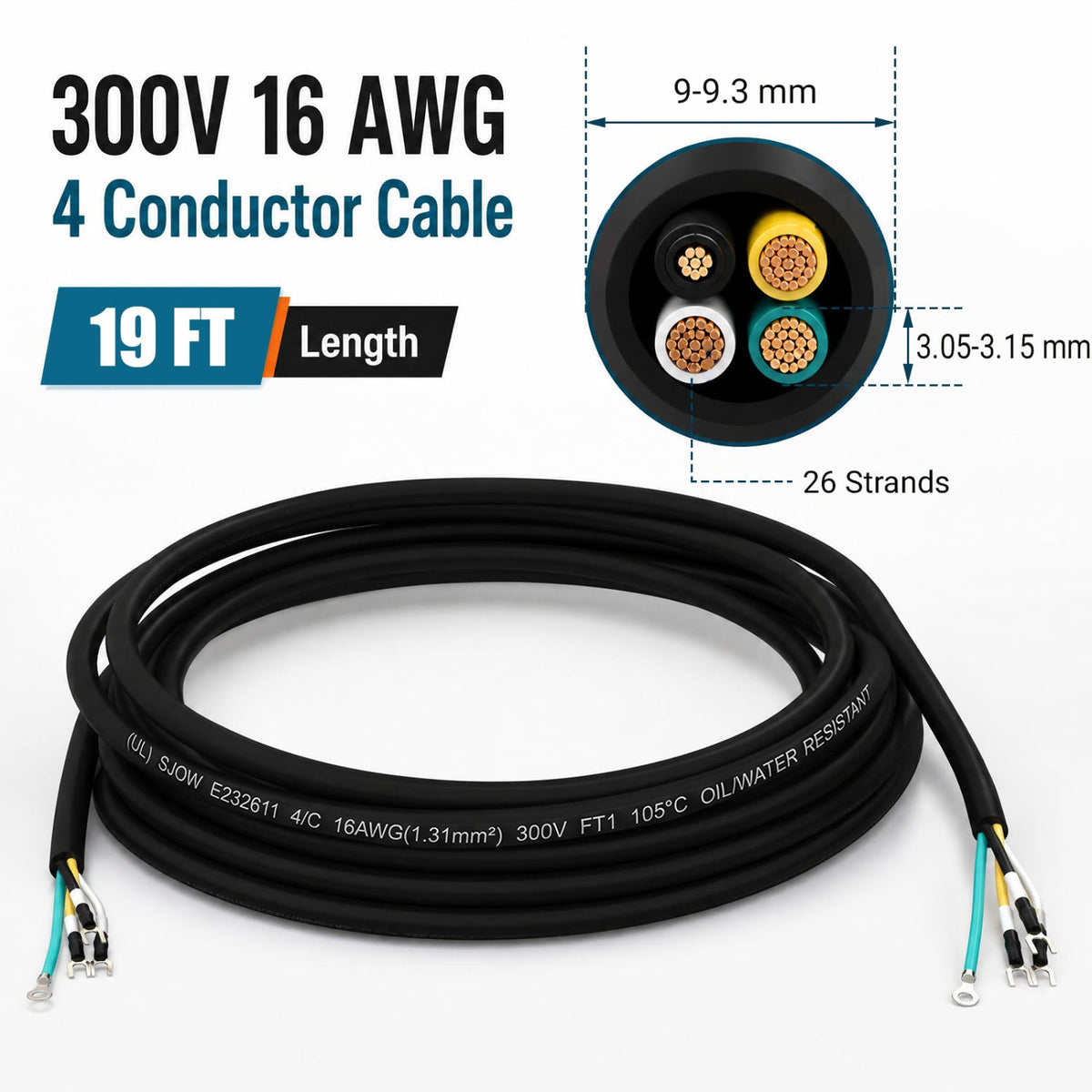 Costway 19' 16 AWG 4-Conductor Mini Split AC Communication Wire 41353291 New
