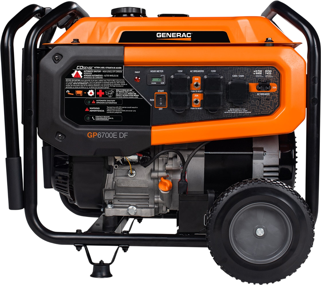 Generac GP6700EDF 6700/8250W Generator Dual Fuel Gas Propane Electric Start COSense 8062 RFB
