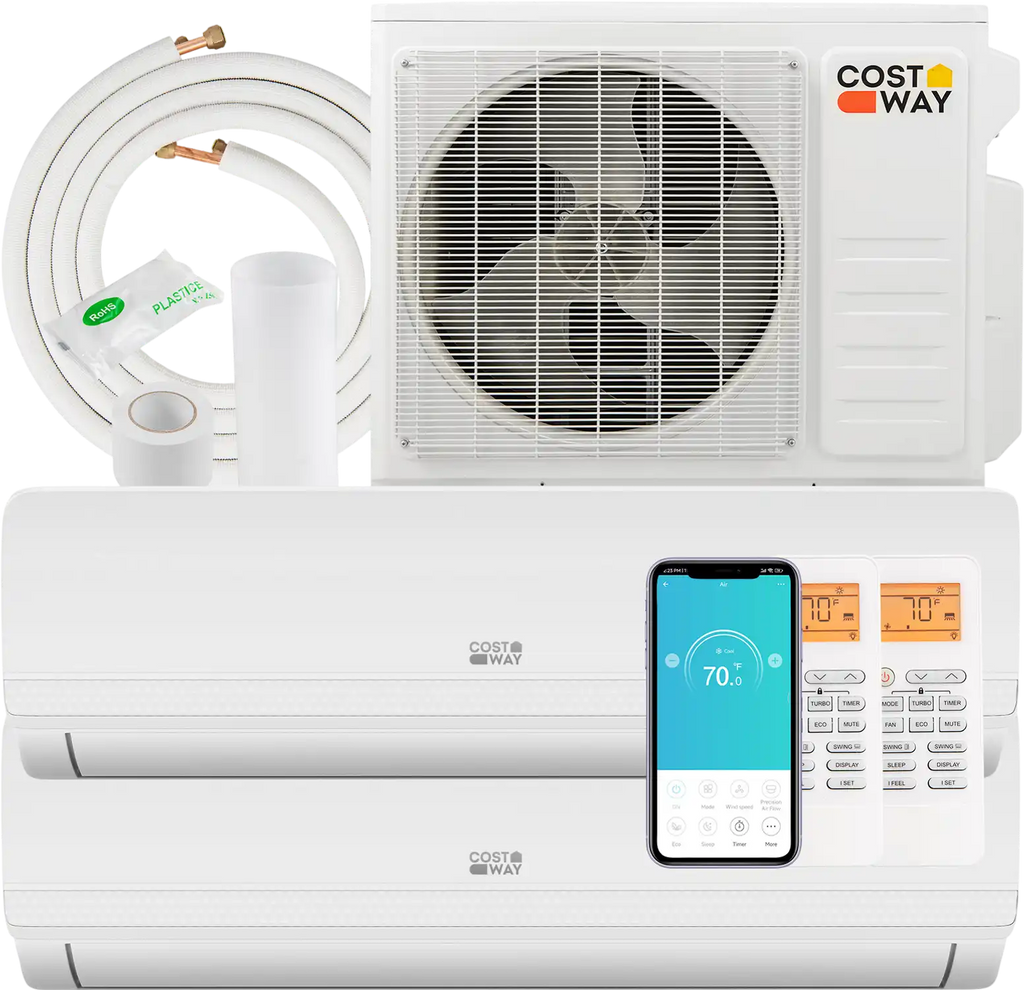 Costway Thundrive 18000 BTU 2 Zone 20 SEER2 Mini Split AC Heat Pump 89167235 New