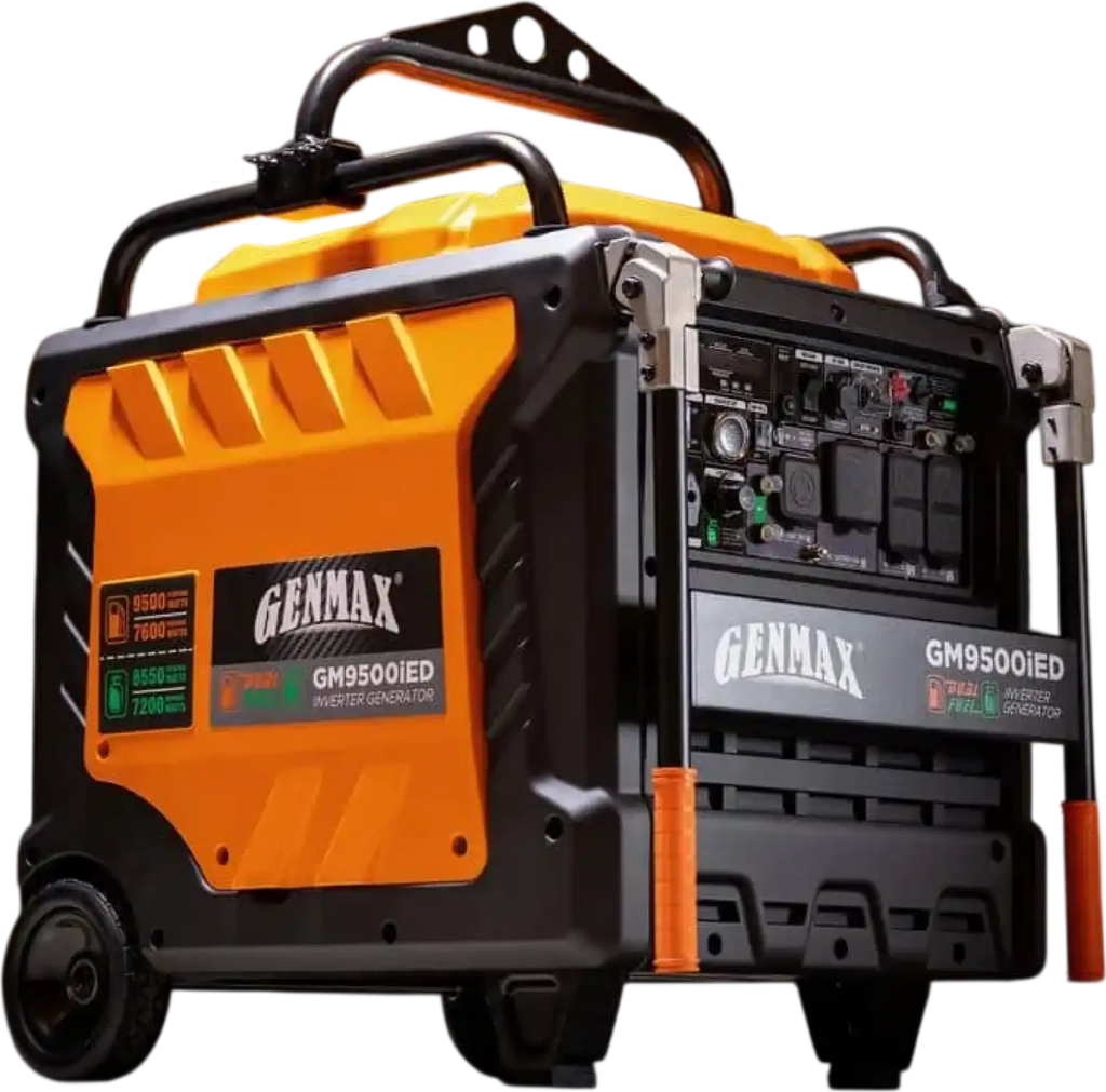 GENMAX GM9500iEDC 50 Amp 7600W/9500W Inverter Generator Dual Fuel Gas Propane Remote Start CO Sensor New