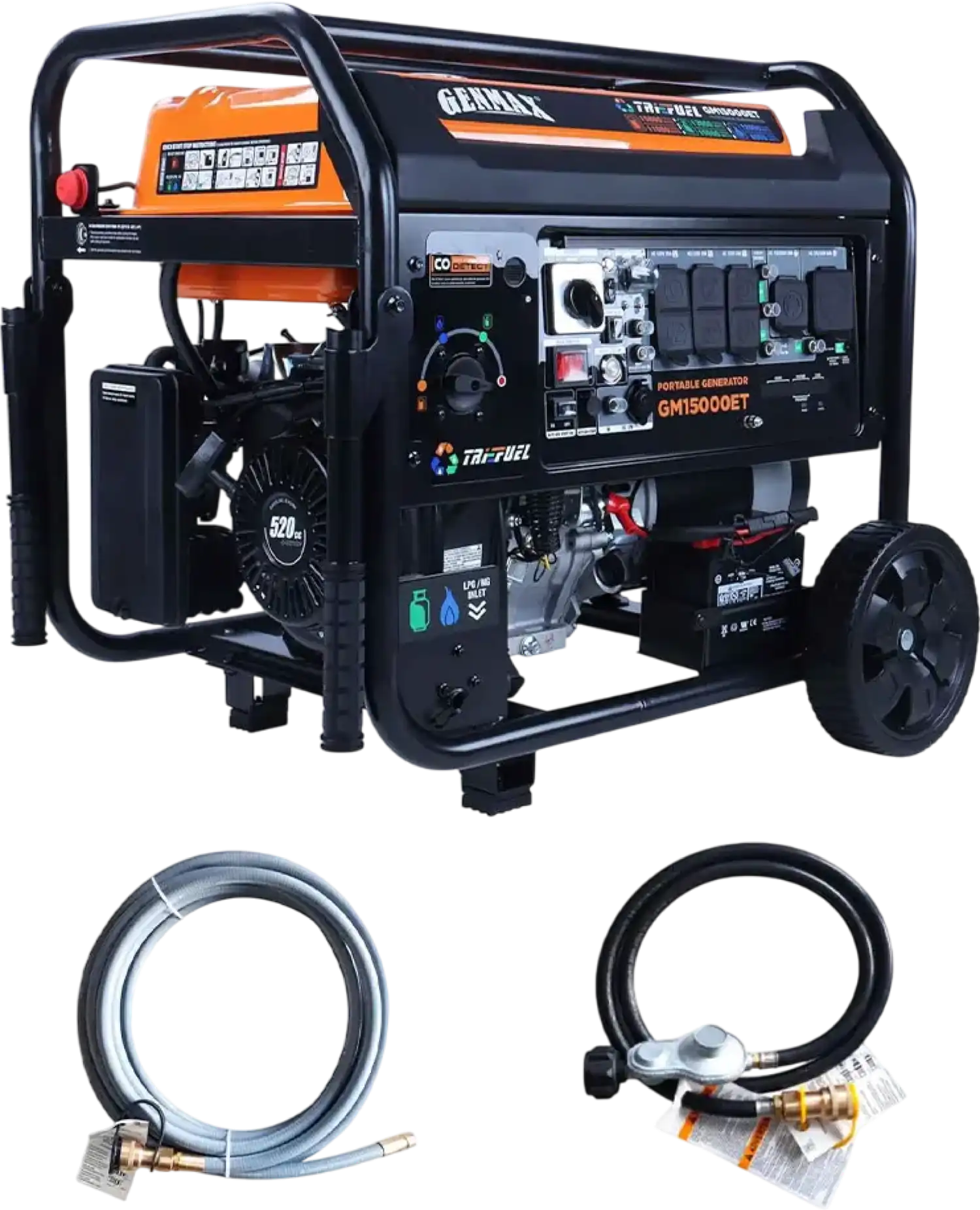 GENMAX GM15000ET 11000W/15000W Generator Tri-Fuel 50A Remote Start Gas Propane Natural Gas with CO Detect New