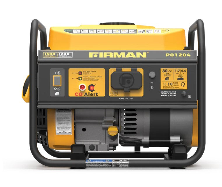 Firman P01204 Generator 1200W/1500W 20 Amp With CO Alert New