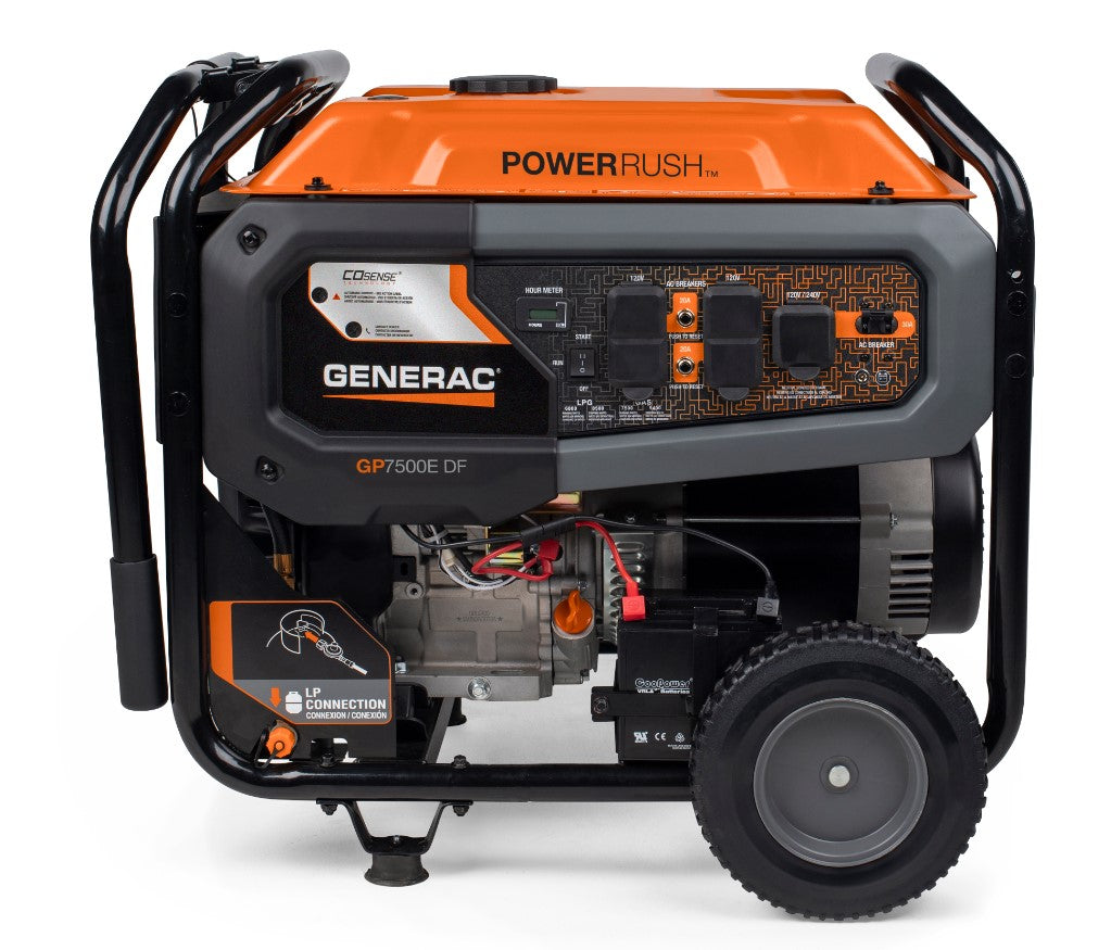 Generac GP7500EDF 7500W/9400W Generator Dual Fuel Gas Propane Electric Start CO Sense 8011 RFB